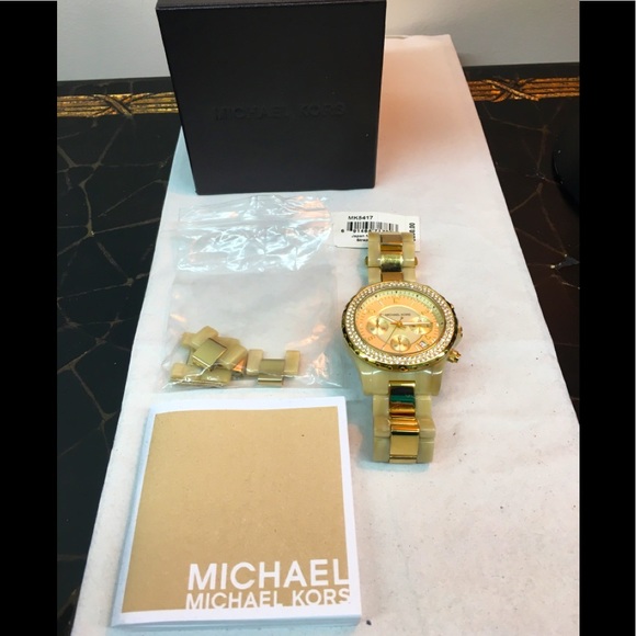 Michael Kors Chronograph Bracelet Watch-Gold & Tan - Picture 4 of 7